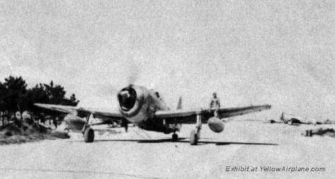 Picture of a P-47 Thunderbolt WW2 Fighter Aircraft with a guide man sitting on the wing tip.