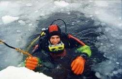 Looking at the North Pole from under the ice of Borneo Base.