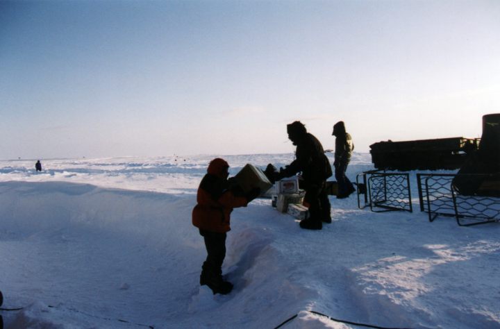 Photo of Loading food stuff into the cabin on Sredney Island