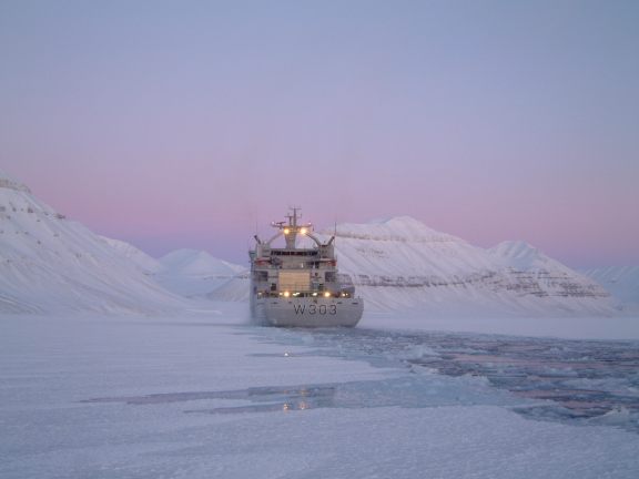 KV Svalbard in the Barents Sea near Svalbard.