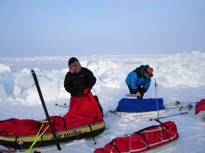 Randall Peeters sets up camp on his action adventure ski vacation.