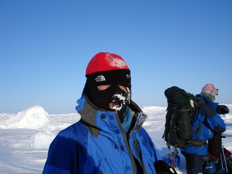 A great picture of the ski mask used on the north pole.