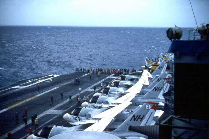 S-3 Screw Bird, Anit-Submarine Aircraft in the foreground on the Kitty Hawk