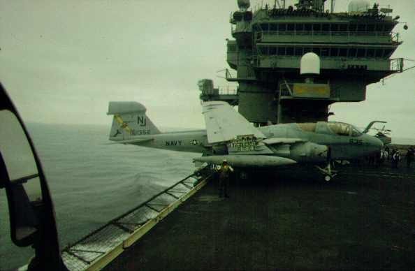 A beautiful EA6B Prowler, Electronics Warfare Plane on the Kitty Hawk Aircraft Carrier