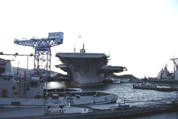 uss kitty hawk in yokosuka harbor, tokyo bay, japan